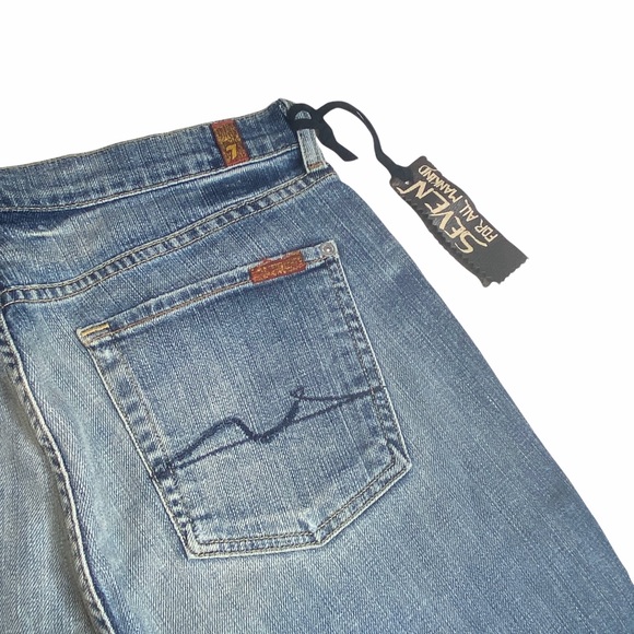 HTF: 7 For All Mankind® x Great China Wall ☻︎ 7 Leather Patch Standard Jeans ☻︎ - Picture 7 of 16